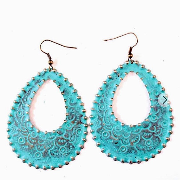 Pressed metal 2” earrings - Picture 1 of 1